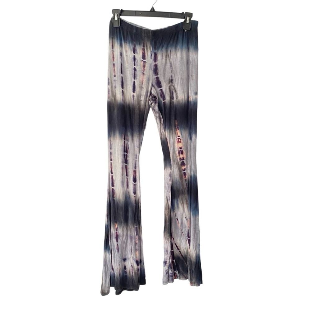 Maru Tie Dye Stretchy Festival Flare Pants size large Blue Gray